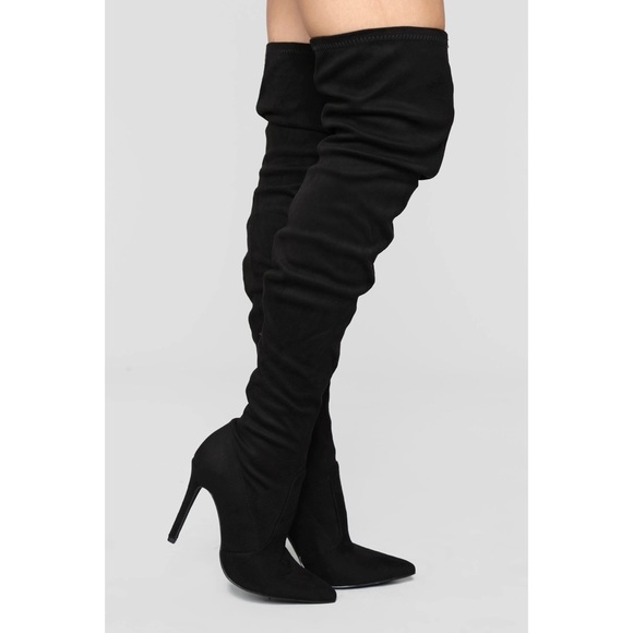 Fashion Nova Sexy Can I Boot Black Knee High Heel Boots - Picture 1 of 5